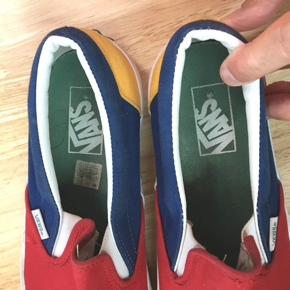 Vans Colorblock Classic Slip On Sneakers 9M 10.5W‎ Red Blue Yellow